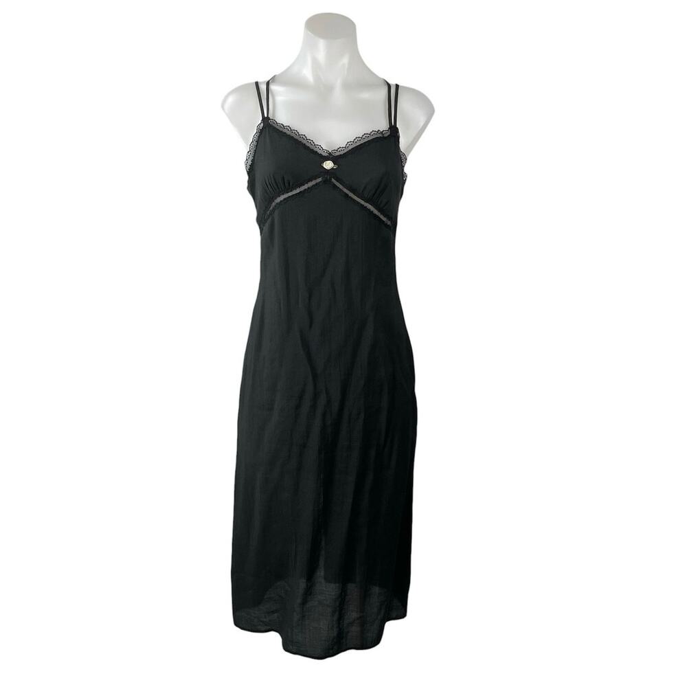 L.A. Hearts Black Lace Sleeveless V Neck Cami Camisole Slit Midi Slip Dress Sz S